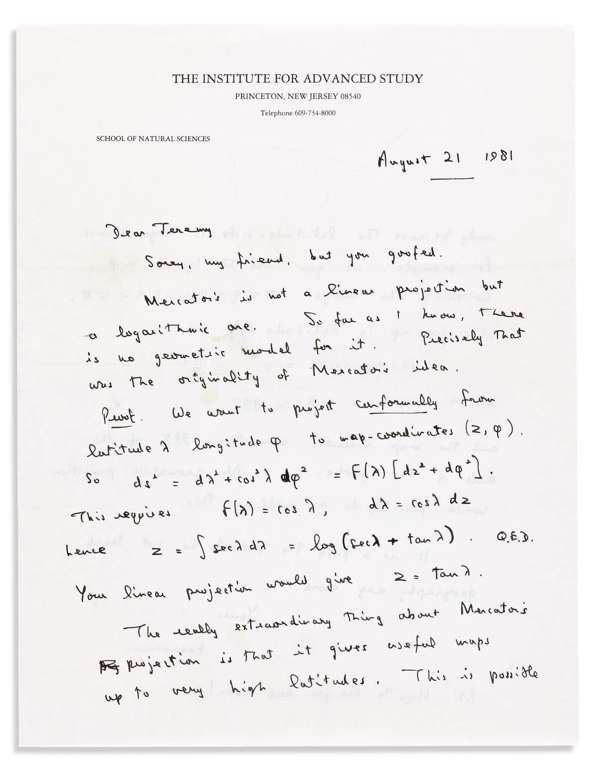 (SCIENTISTS.) DYSON, FREEMAN. Archive of 29 Autograph Letters Signed and a Typescript Signed and Inscribed, to physicist Jeremy Bernste